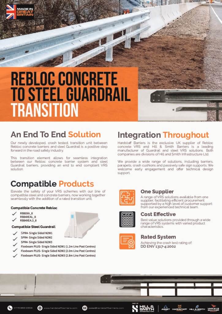REBLOC concrete to steel guardrail transition flyer